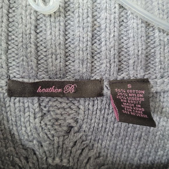 Heather B Sweater Women S Short Sleeve Chunky Cable Belted Turtleneck Tunic Grey - Picture 5 of 11